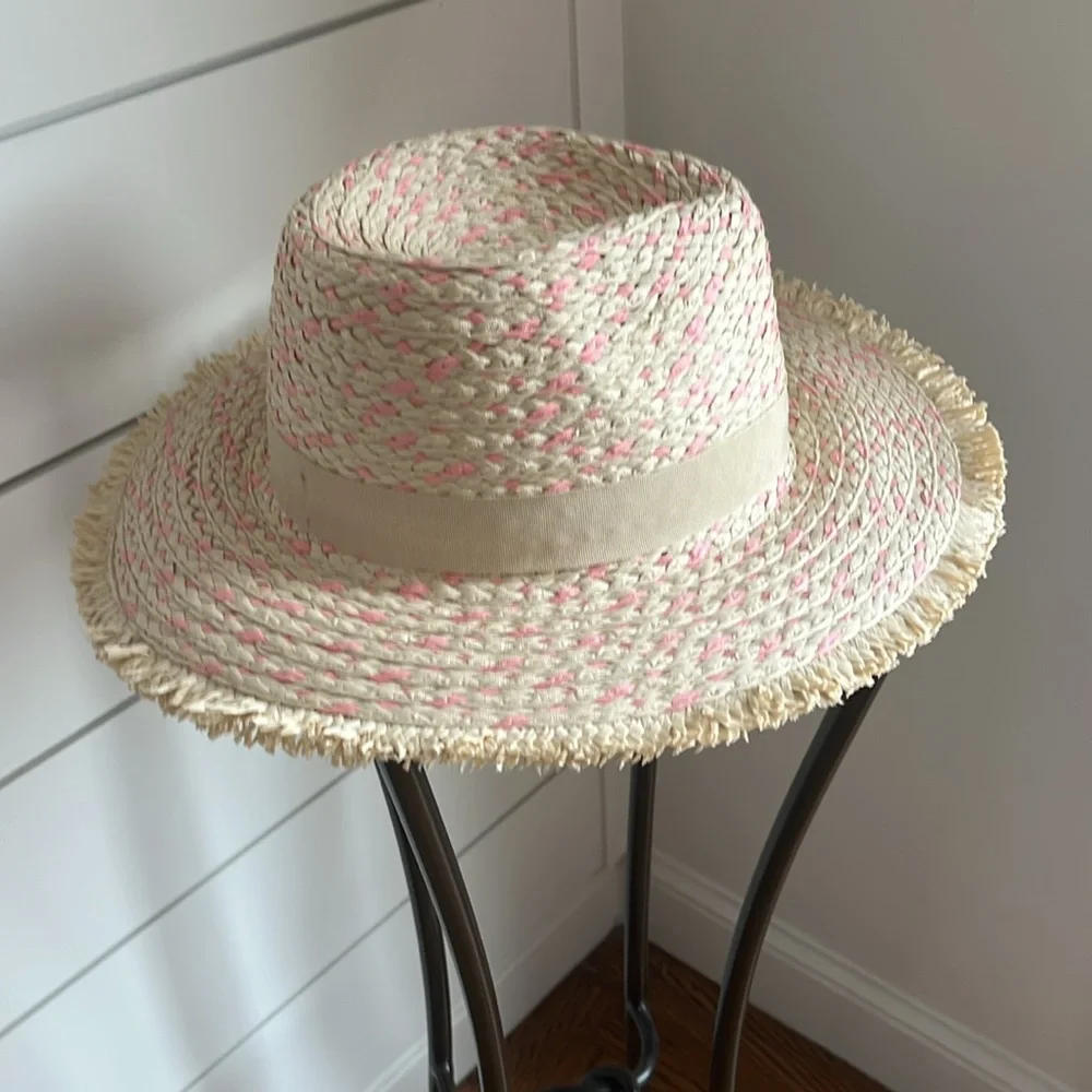 American Exchange Straw Hat with Pink Highlights